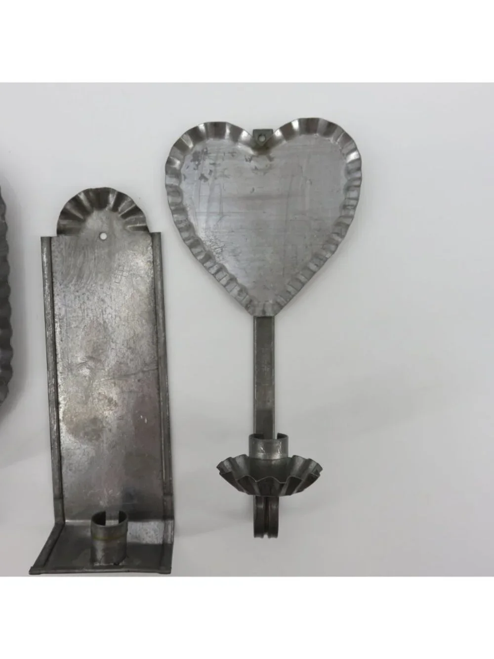 VTG Set of 3 Silver Tone Metal Ruffle Edge Hanging Candle Holder Sconces Country